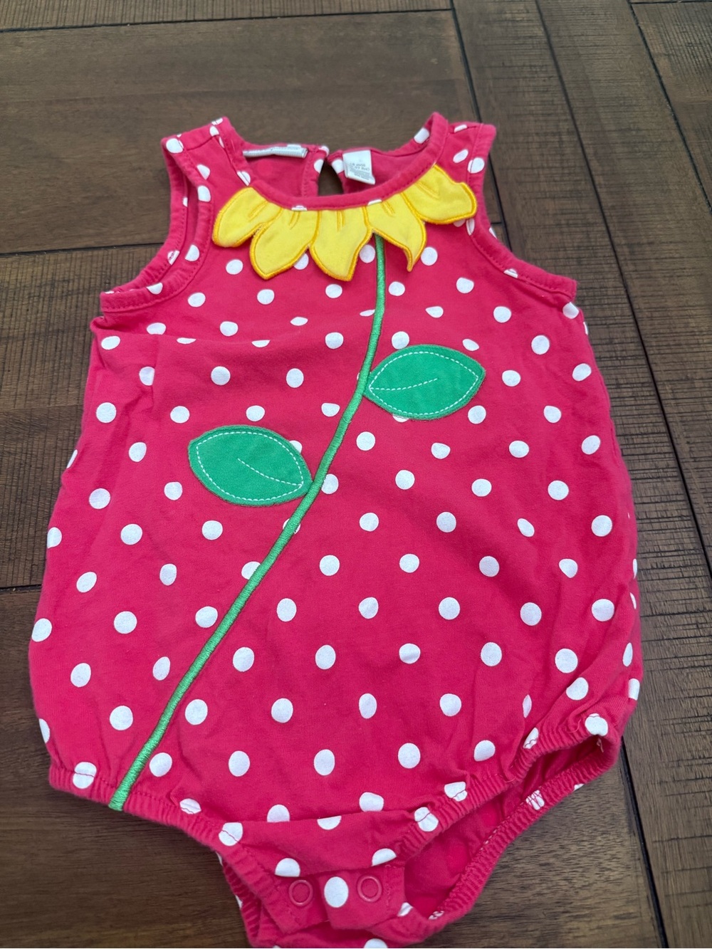 First impressions Pink Polka Dot Baby Sunflower Romper